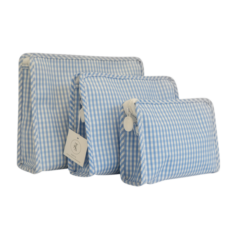 Light Blue Gingham Roadie Case - Monogrammed