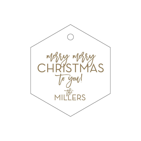 Merry Merry Christmas to You Letterpress Gift Tags - Personalized