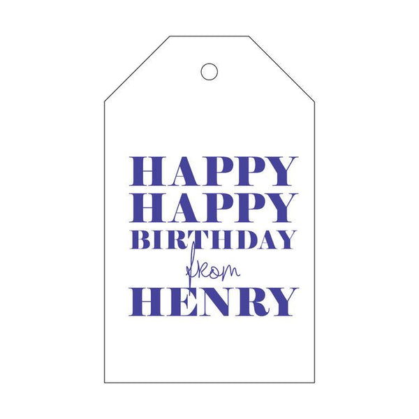 Happy Happy Birthday Letterpress Gift Tags - Personalized