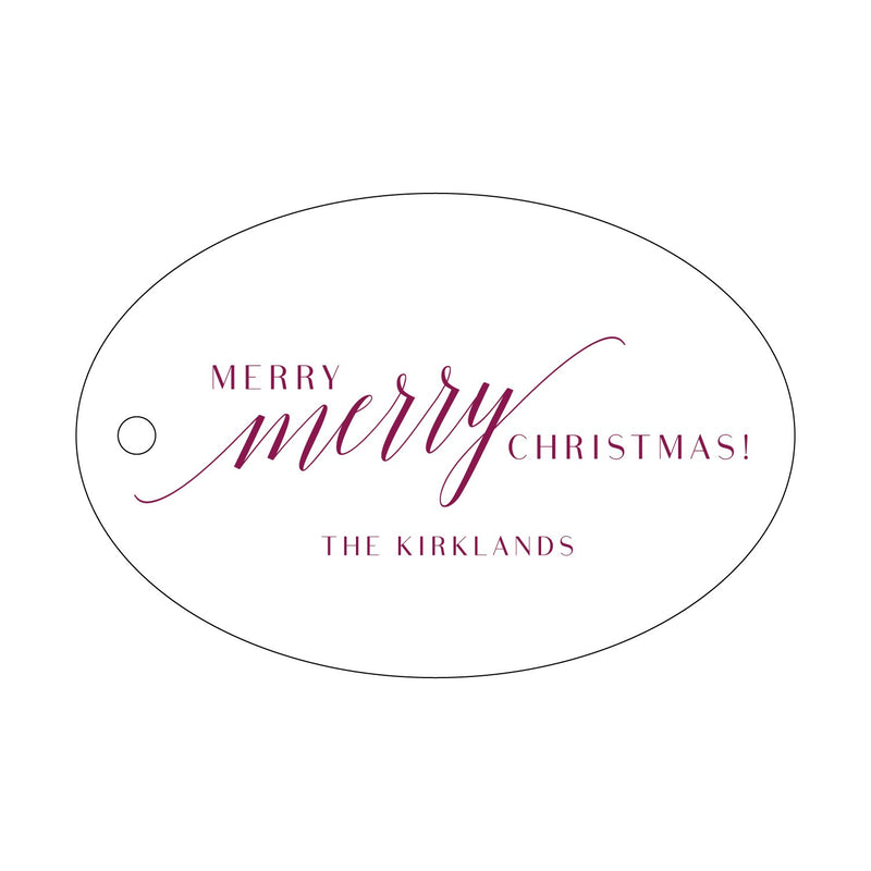 Merry Merry Christmas Letterpress Gift Tags - Personalized