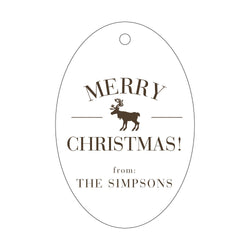 Personalized Merry Christmas Reindeer Letterpress Gift Tags