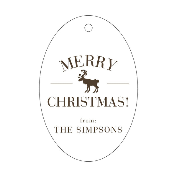 Personalized Merry Christmas Reindeer Letterpress Gift Tags