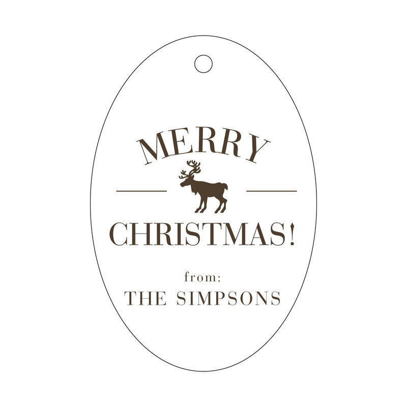 Personalized Merry Christmas Reindeer Letterpress Gift Tags