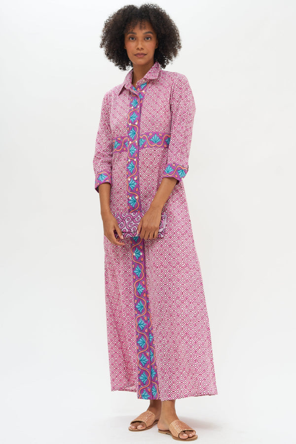 Oliphant Magenta Teton Maxi Shirt Dress