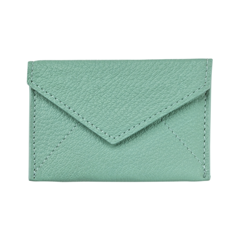 Business Card Envelope - Robin's Egg Blue Goatskin Leather