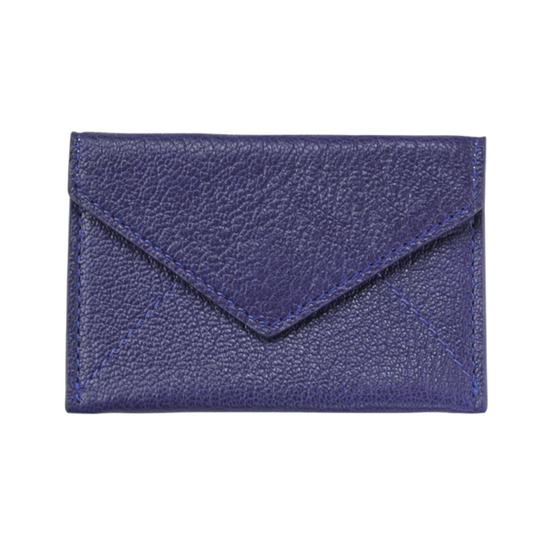 Business Card Envelope - Indigo Goatskin Leather