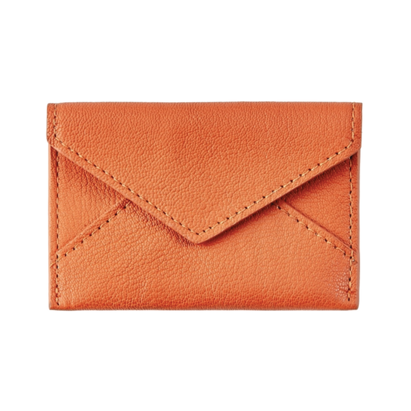 Business Card Envelope - Orange Leather