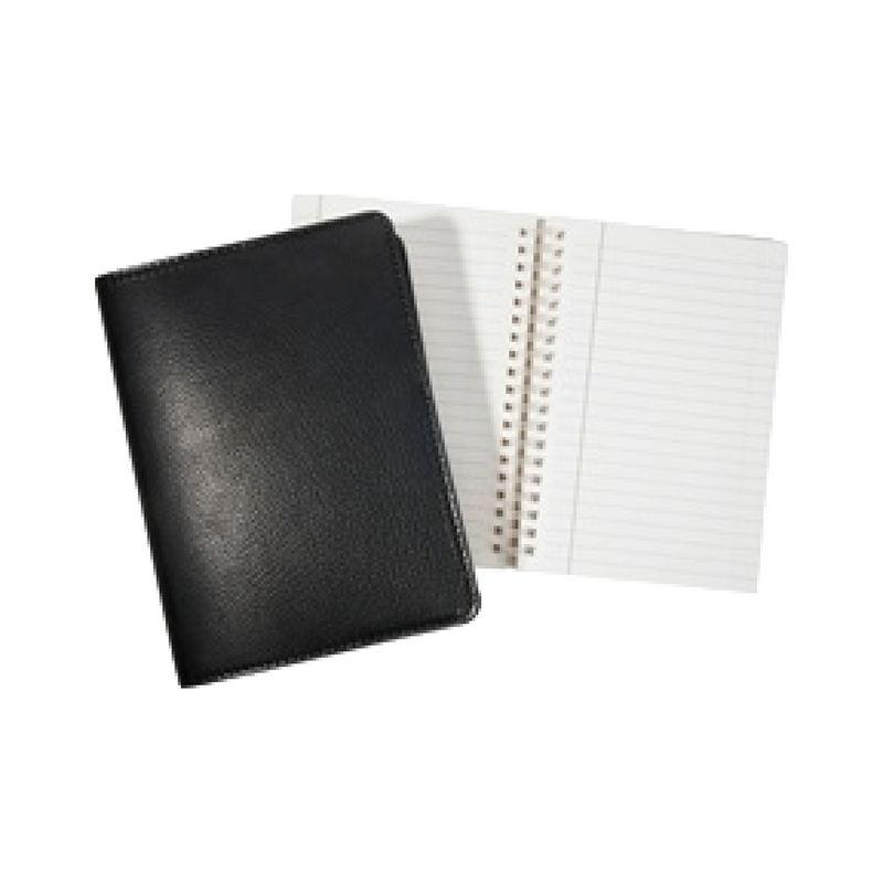 7-inch Wire-O Notebook, Black Traditional Leather