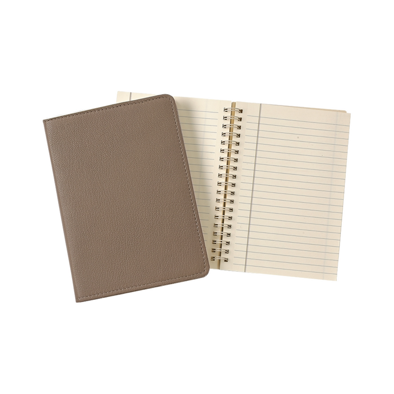 7-inch Wire-O Notebook, Taupe Goatskin Leather