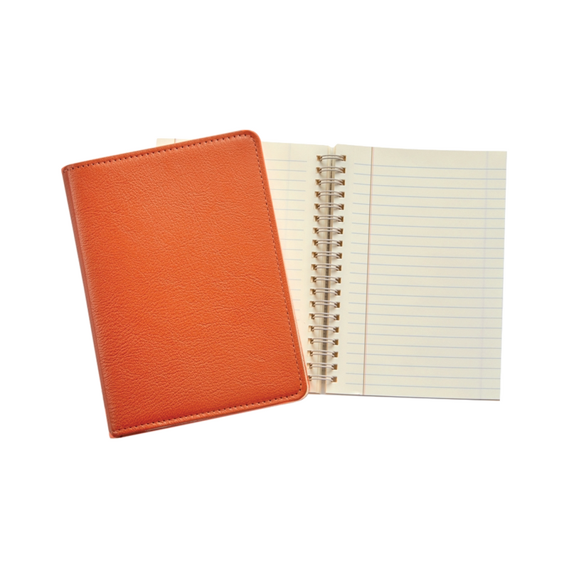 7-inch Wire-O Notebook, Orange Goatskin Leather