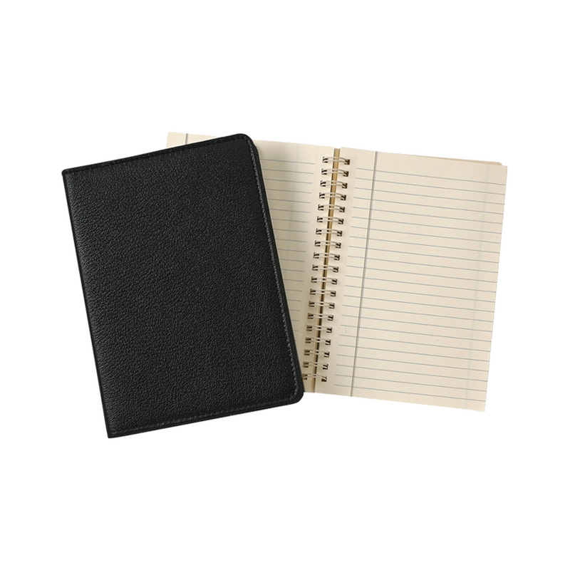 7-inch Wire-O Notebook, Black Goatskin Leather