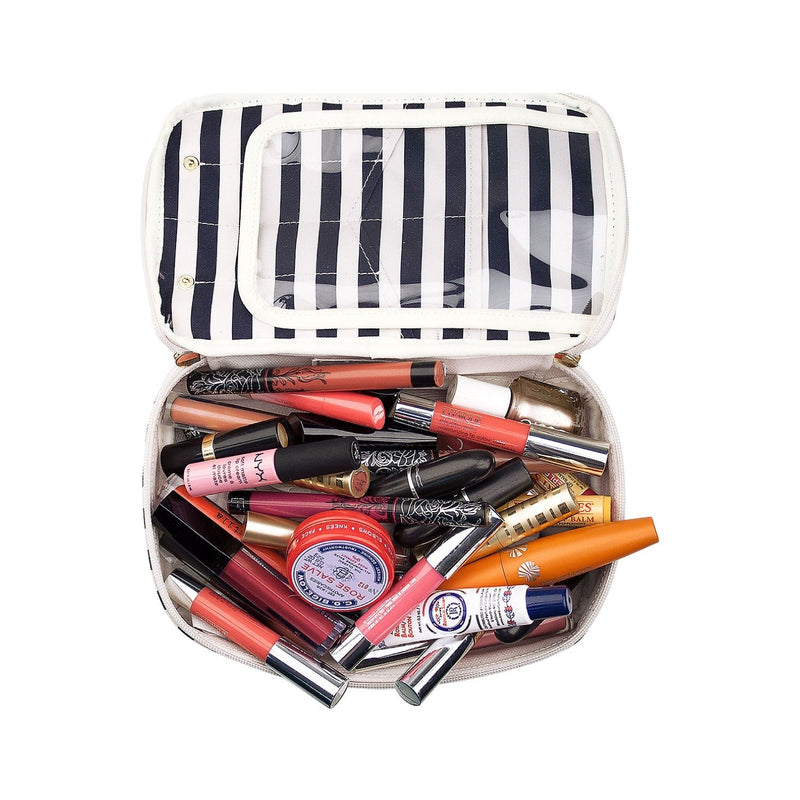 Megan Train Case (Stamping) - Navy Stripe