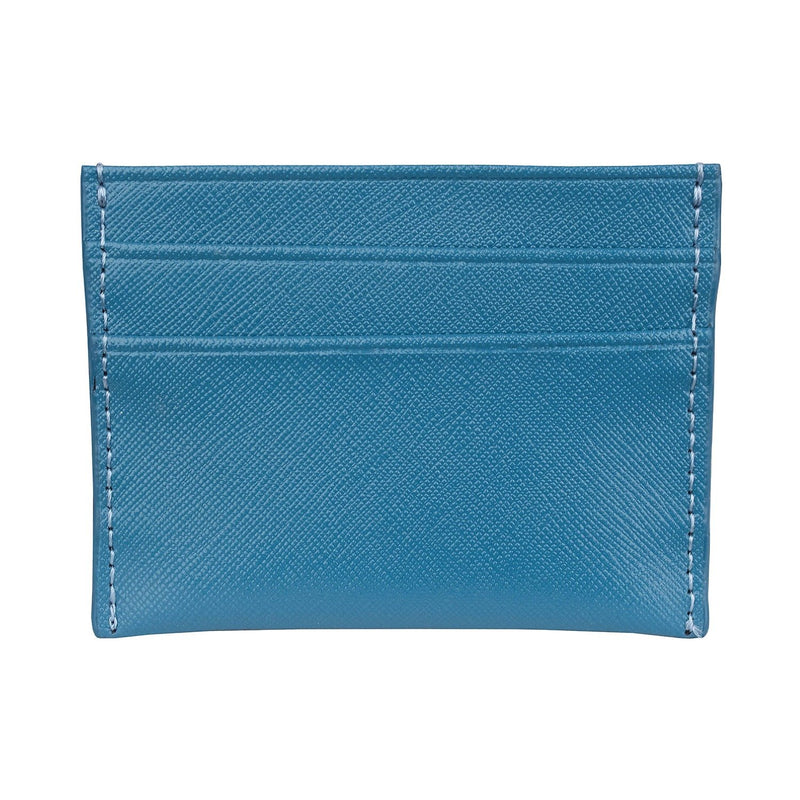 Saffiano Leather Carter Card Holder - Blue - Personalized