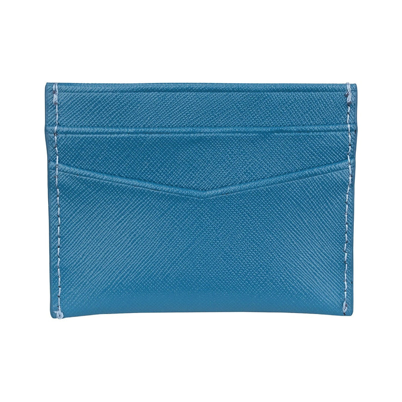 Saffiano Leather Carter Card Holder - Blue - Personalized
