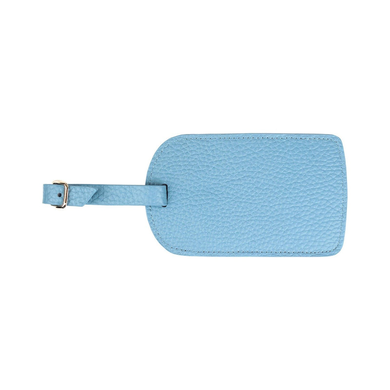 Monogrammed Amelia Leather Luggage Tag - Sky Pebbled