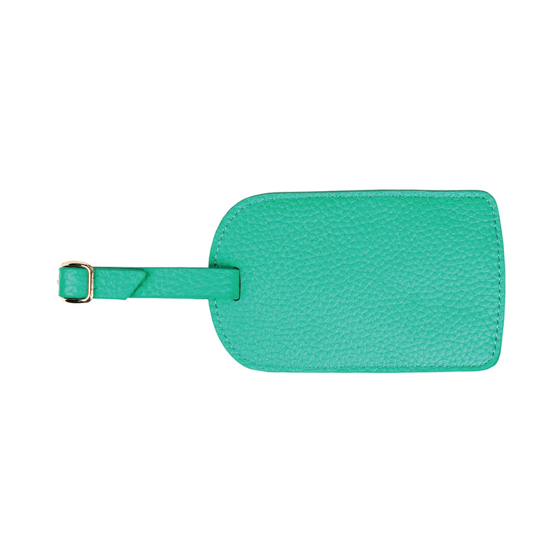 Monogrammed Amelia Leather Luggage Tag - Mint Pebbled