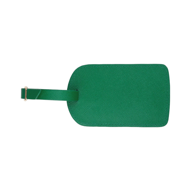Monogrammed Amelia Leather Luggage Tag - Green Saffiano 