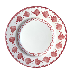 Burgundy Hojas Dinner Plate Salad Plate - LVM Ceramics