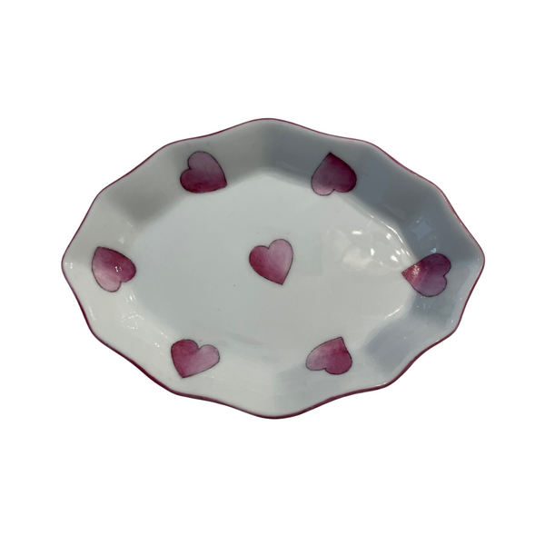 Pink Hearts Hand Painted Dish