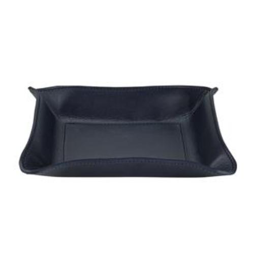 Medium Leather Catchall - Personalized - Navy