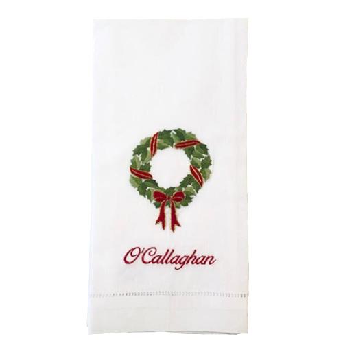 Holly Wreath Guest Towel