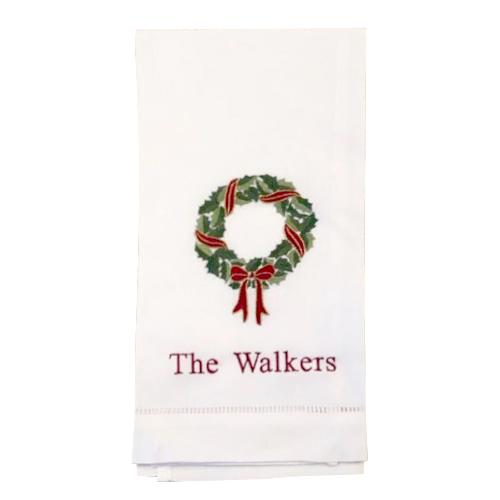 Holly Wreath Guest Towel