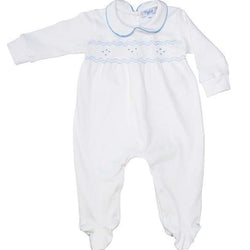 Blue Smocked Footie - Nellapima