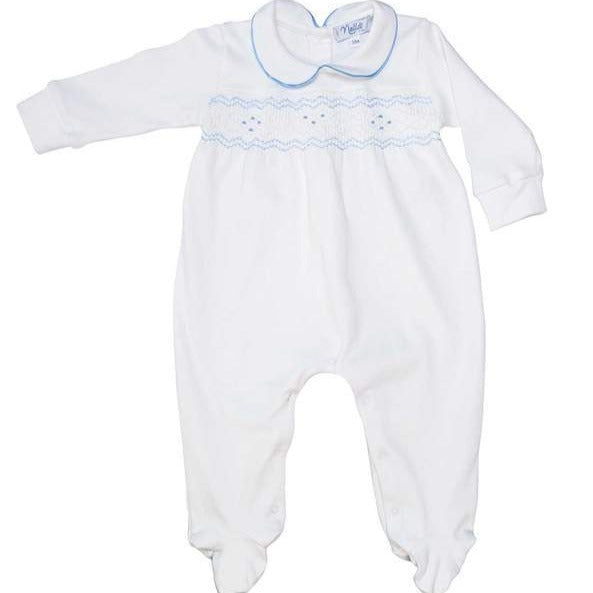 Blue Smocked Footie - Nellapima