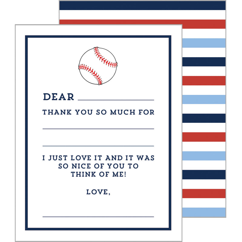 Children's Fill In Thank You Cards - Baseball