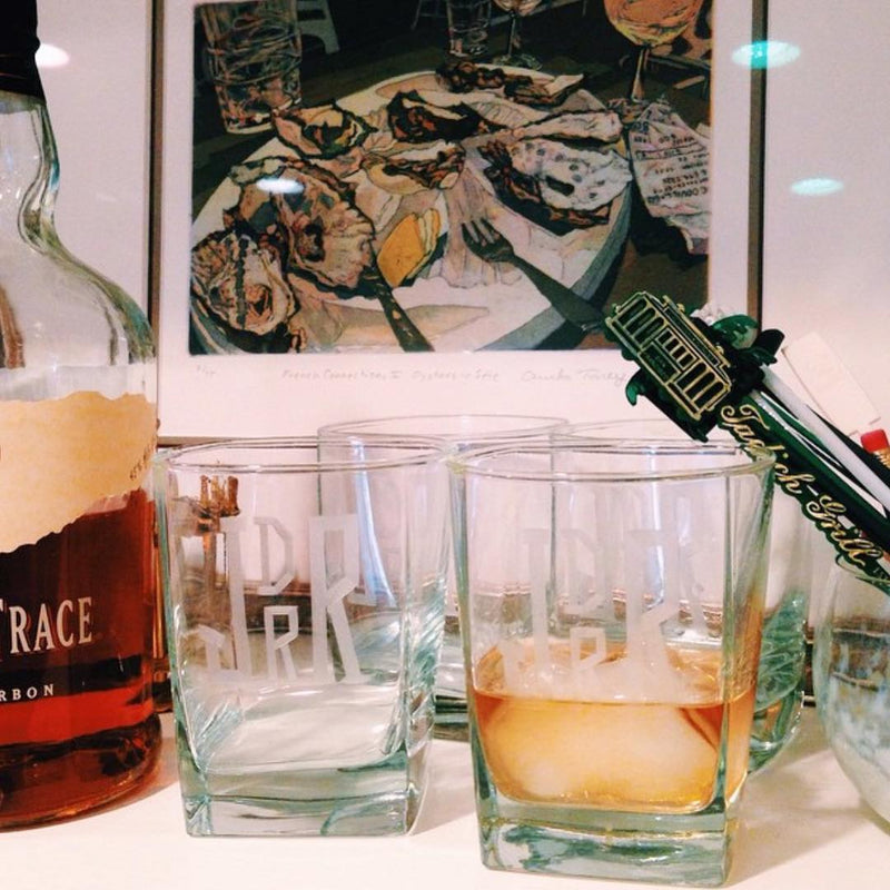 Square Double Old Fashioned Glasses - Monogrammed