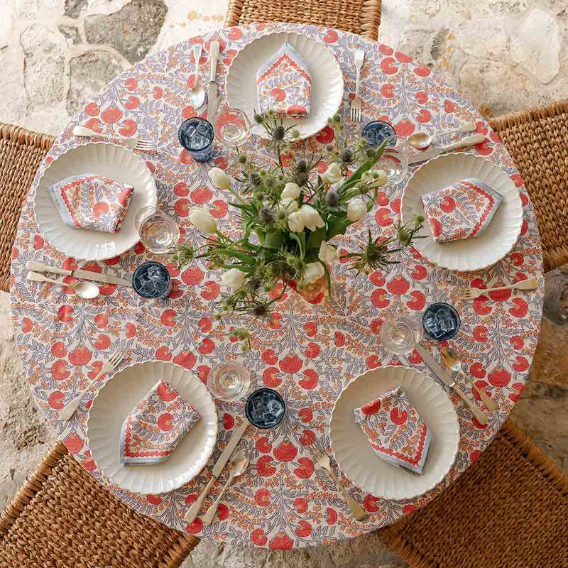 Pomegranate Ivory Cactus Flower Tablecloth