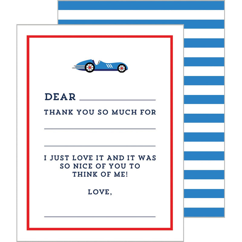 Child's Fill-in-the-Blanks Thank You Cards - Car