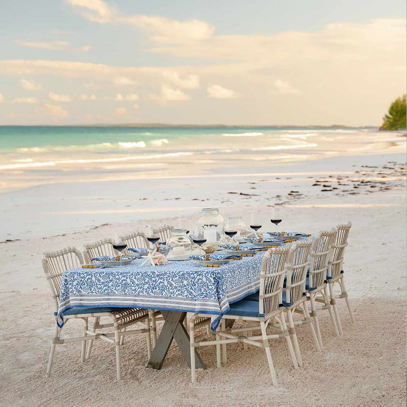 Pomegranate Inc Coral & Shell Blue Tablecloth