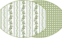Green Emma + Cane Reversible Ellipse Placemat - Saxon Green