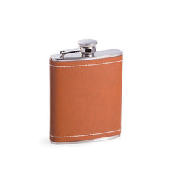 Smooth Leather Flask - Tan