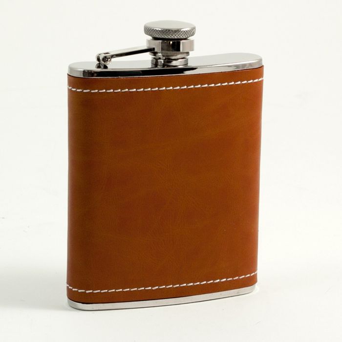 Smooth Leather Flask - Dark Brown