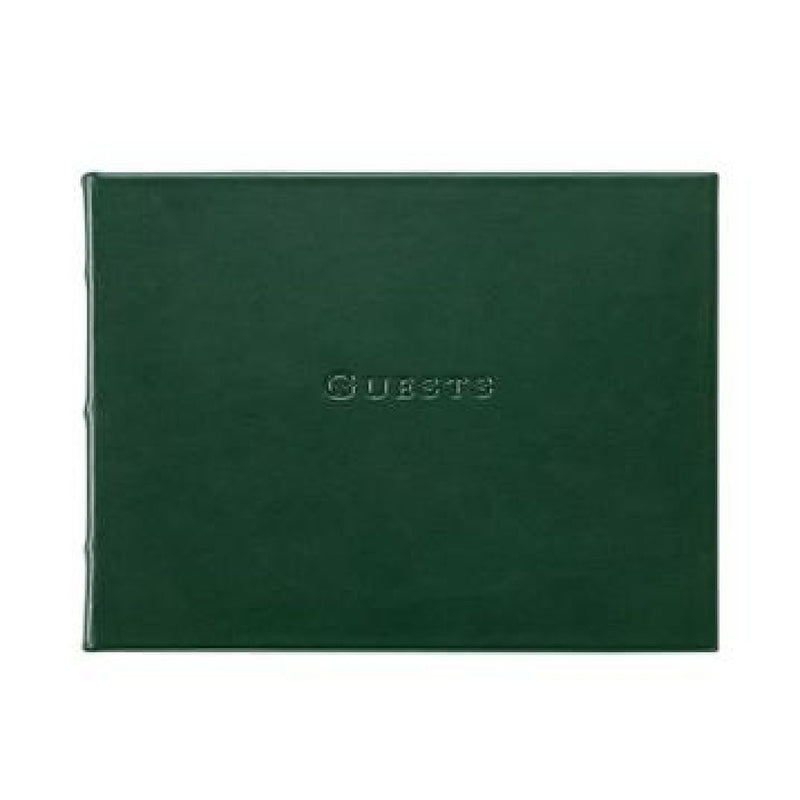 Leather Guest Book - Green - Personalized