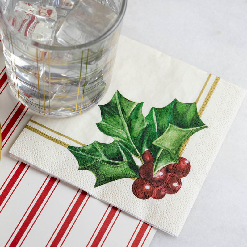 Hester and Cook Holly Paper Cocktail Napkins