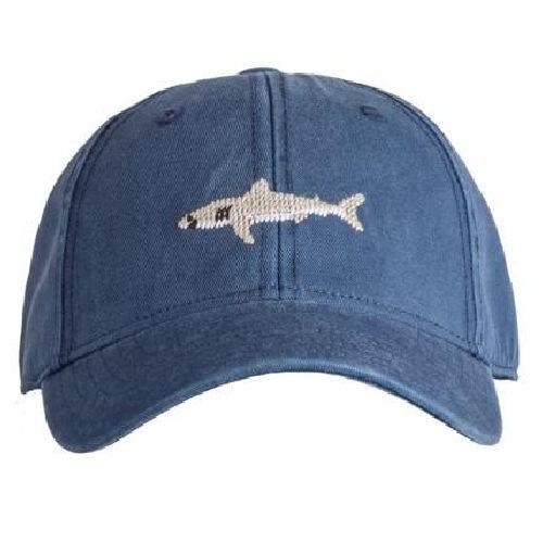 Kids Needlepoint Baseball Hat - Great White Shark- Blue