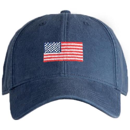 Needlepoint Baseball Hat - Adult - American Flag - Navy