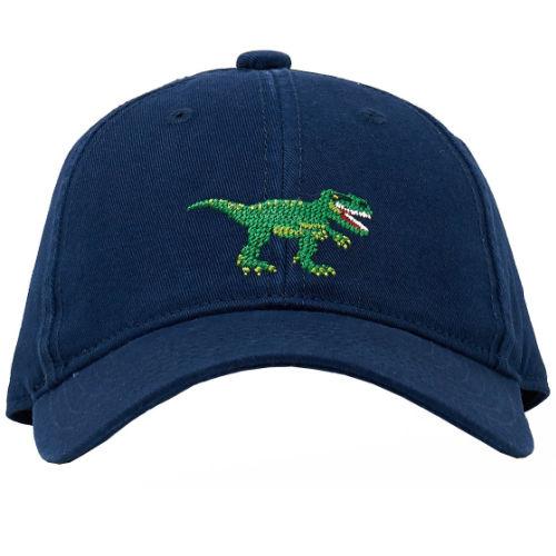 Kids Needlepoint Baseball Hat - T-Rex - Navy