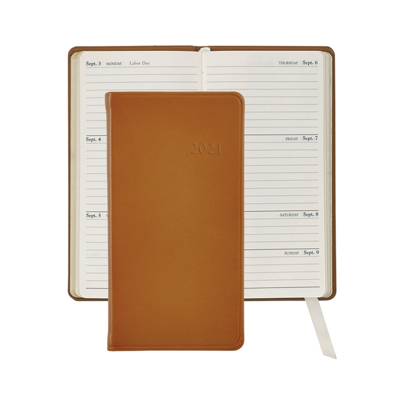6-inch Pocket Datebook - British Tan Traditional Leather
