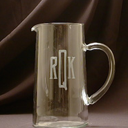 Monogrammed Glass Pitcher