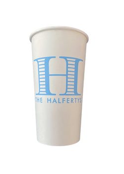 Striped Letter with Family Name Coffee Cups & Lids