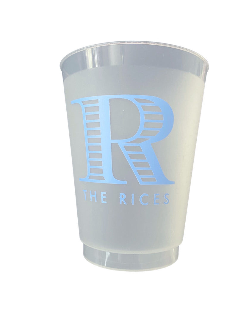 striped initial shatterproof cups