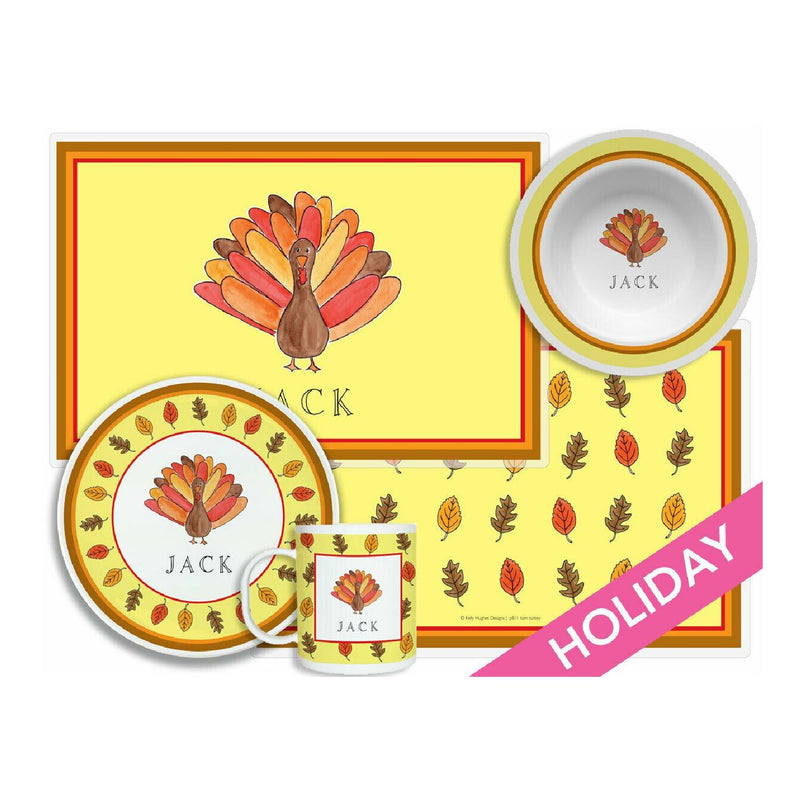Tom Turkey Thanksgiving Tabletop Collection - 4-piece Set - Personalize