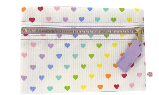 Flat Zip Pouch - Tiny Hearts