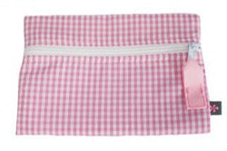 Pink Gingham Flat Zip Pouch