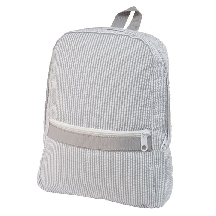 Gray Seersucker Backpack Small