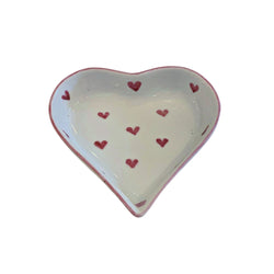 Hand painted porcelain red hearts dish